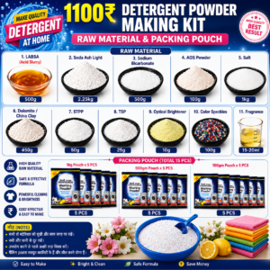 Best Quality Detergent Powder Making Kit with Complete Raw Materials and 15 Packing Pouches for Washing Powder Manufacturing