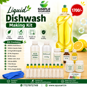 AYUCART Liquid Dishwash Making Kit ₹1700 with SLES, Acid Slurry, Citric Acid, EDTA, Fragrance, Colour, Empty Bottles and Complete Dishwash Raw Materials