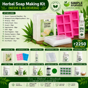 AYUCART Herbal Soap Making Kit ₹2250 with 5kg Transparent Glycerin Soap Base, Neem & Aloe Vera Fragrance, Vitamin E Capsules, Alum Powder, Soap Moulds and Complete Soap Making Raw Materials